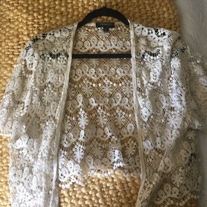 Cropped Lace Crochet Cardigan